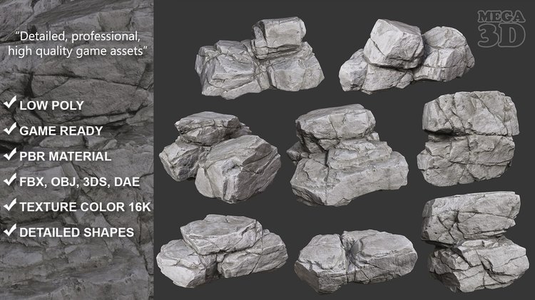 Gray Horizontal Rock Modular 221123 - Ultra HD 16K Texture