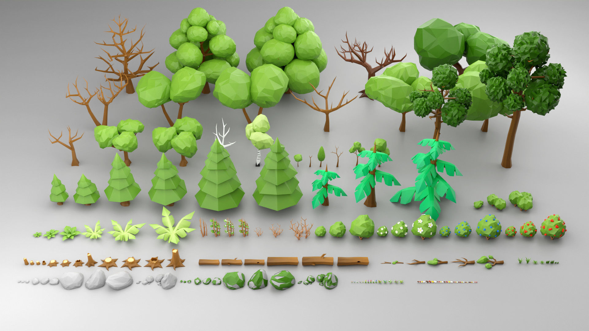 Low-Poly Forest Nature Set Low-poly 3D model