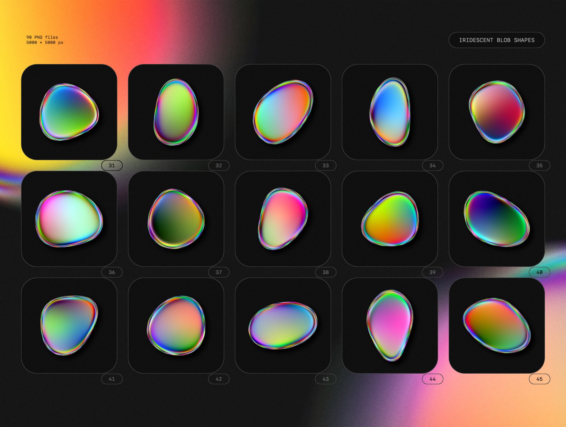 Iridescent blob shapes collection