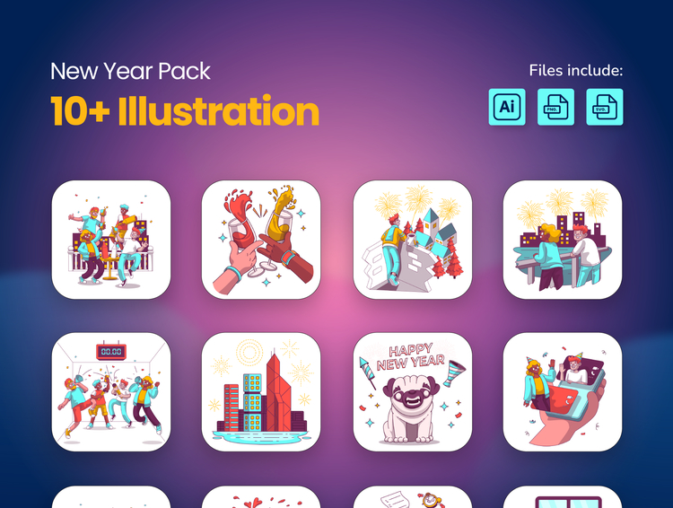 New Year Illustration Pack