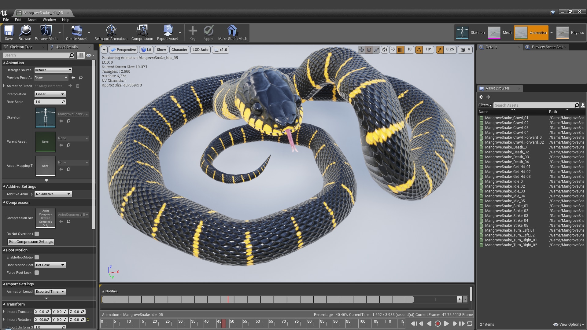 Animated Mangrove Snake