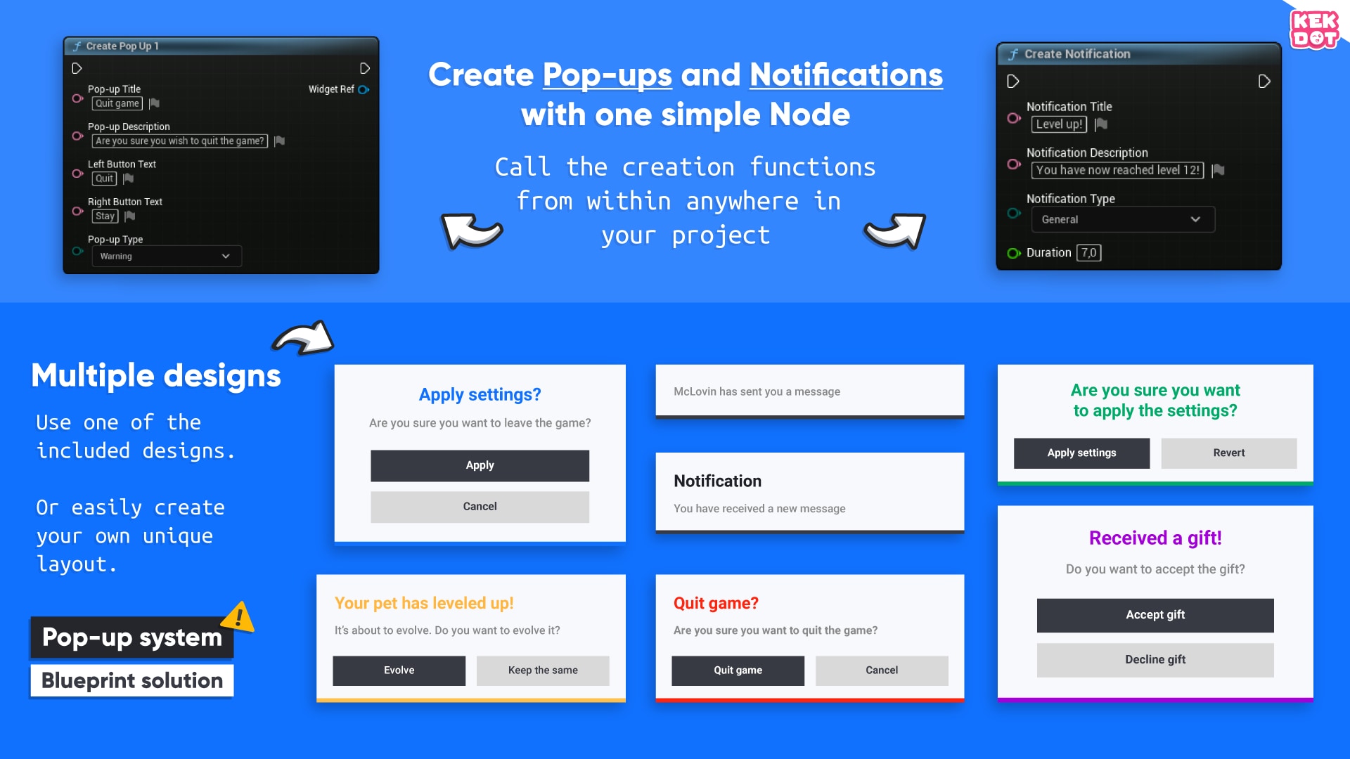 Pop-up & Notification System - By Kekdot