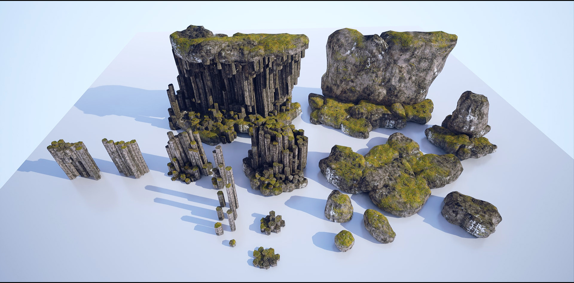 Basalt Columns and Rocks 21 Types - AssetKit PBR