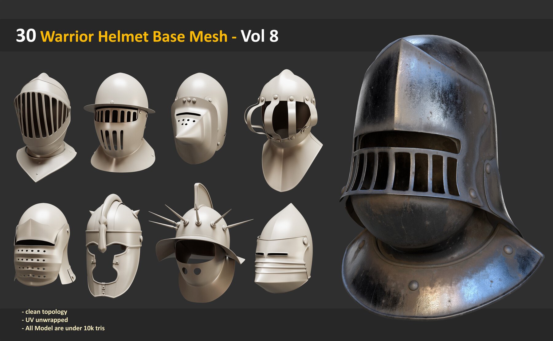 30 Warrior Helmet Base Mesh - Vol 8