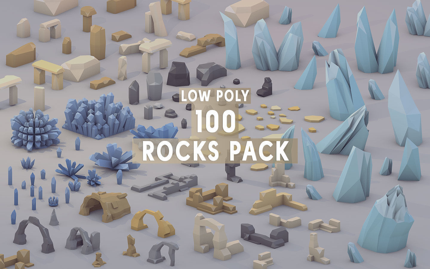 3D Low Poly 100 Rocks Low-poly 3D model