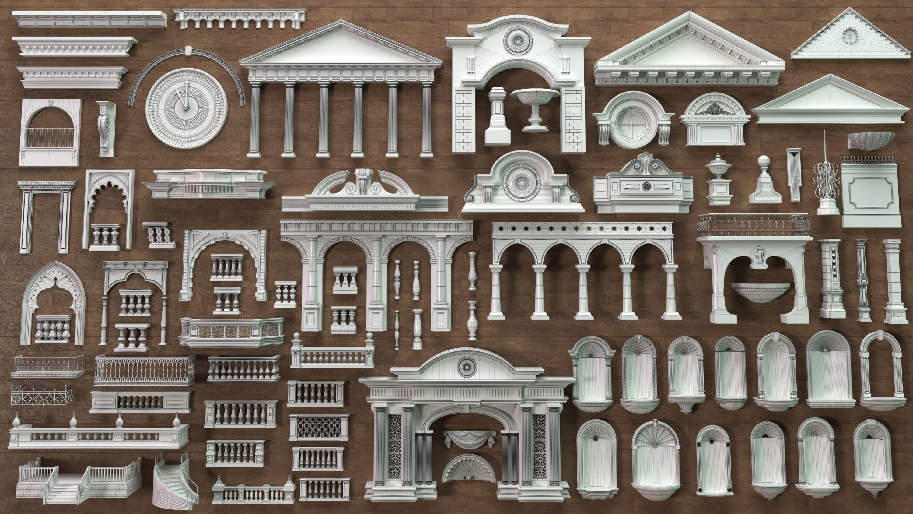 Building Facade Collection 7 - 88 pieces 3D model