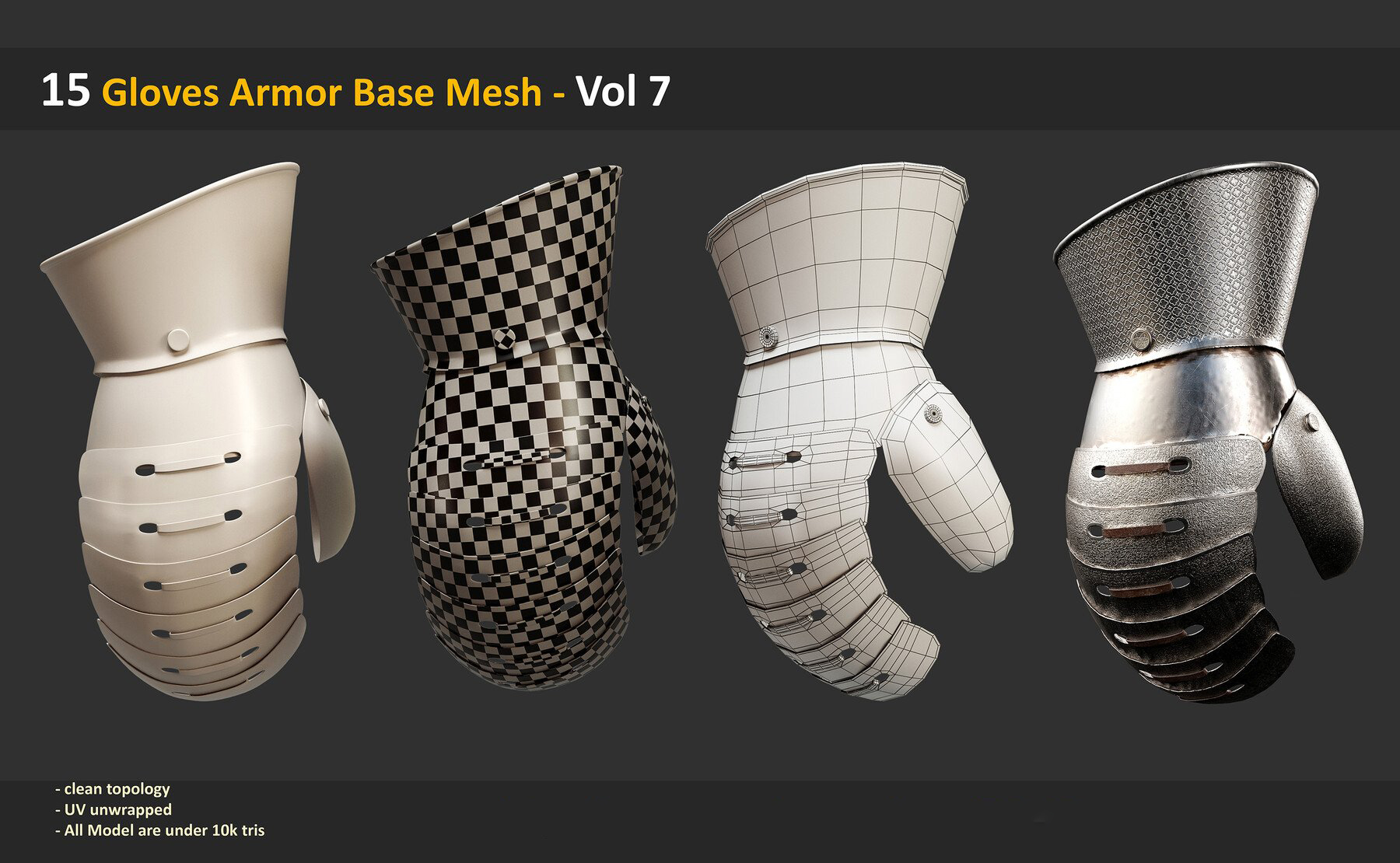 15 Gloves Armor Base Mesh - Vol 7