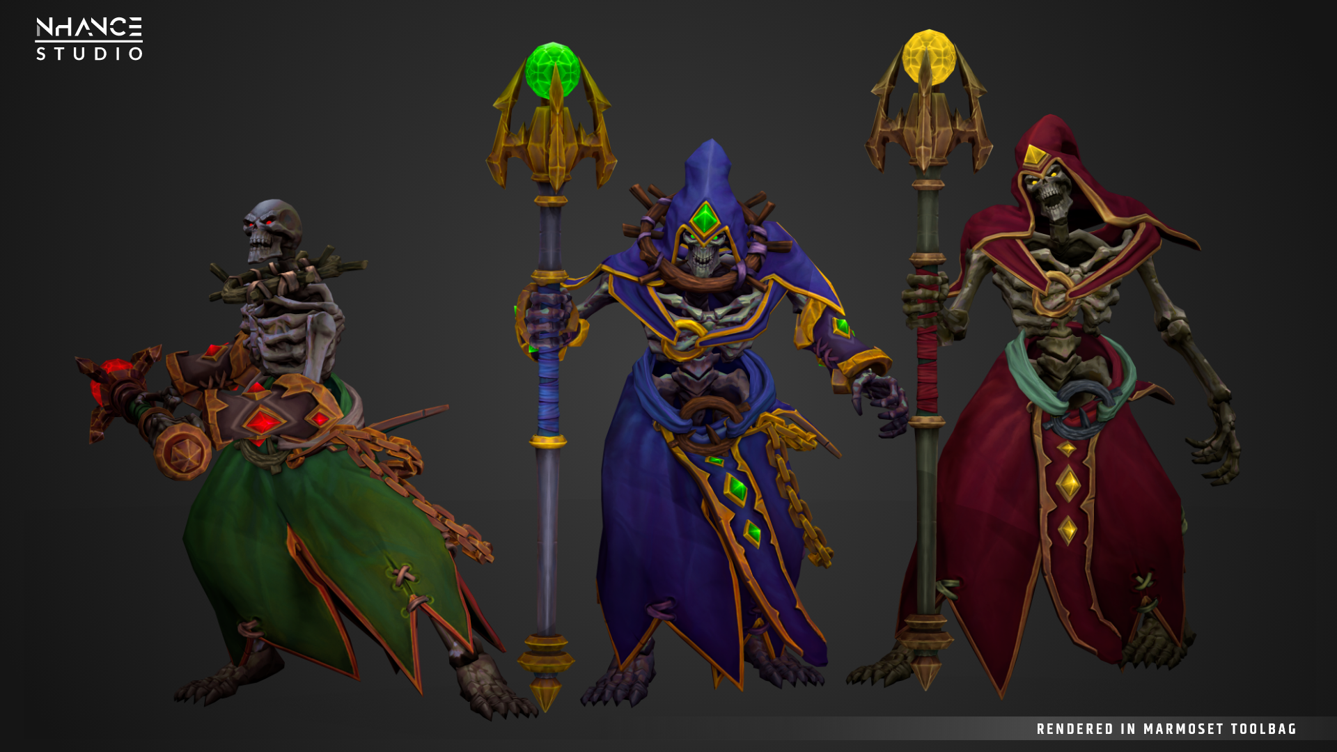 Modular Fantasy Stylized Skeleton Wizard Hero 