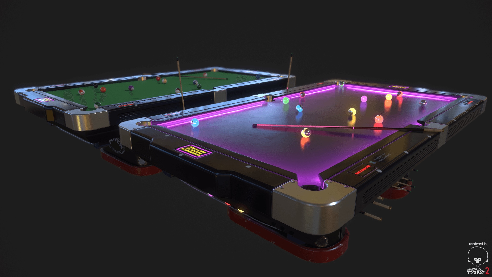 Pool Table with Neon Balls 