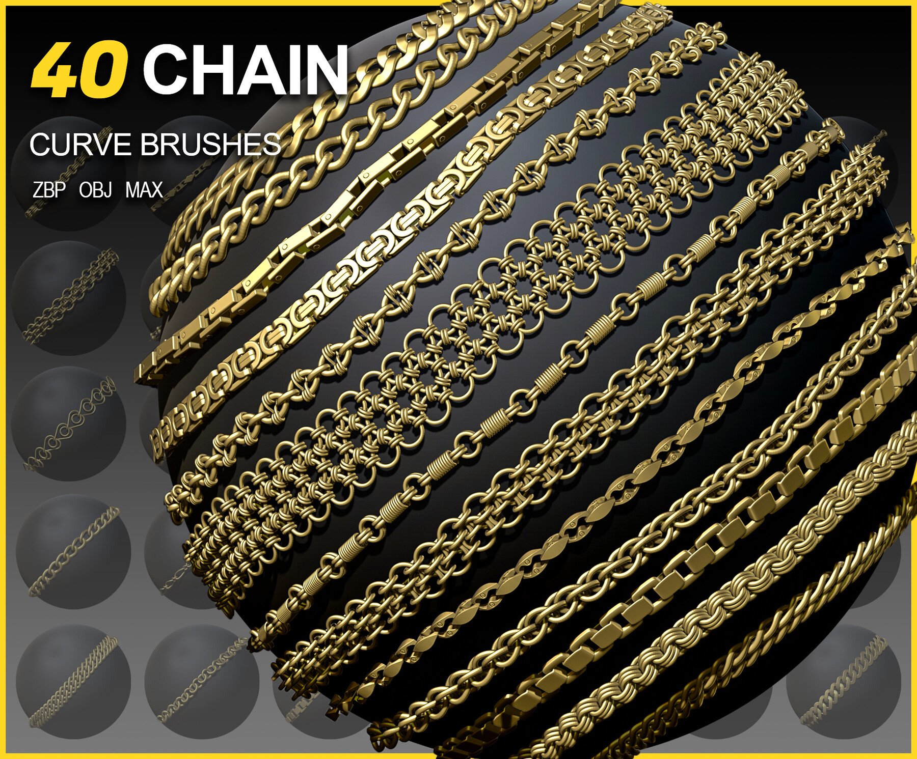 40 Chain Curve Brushes