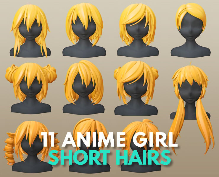 Character - 11 Anime Girl Short Hairs Collection