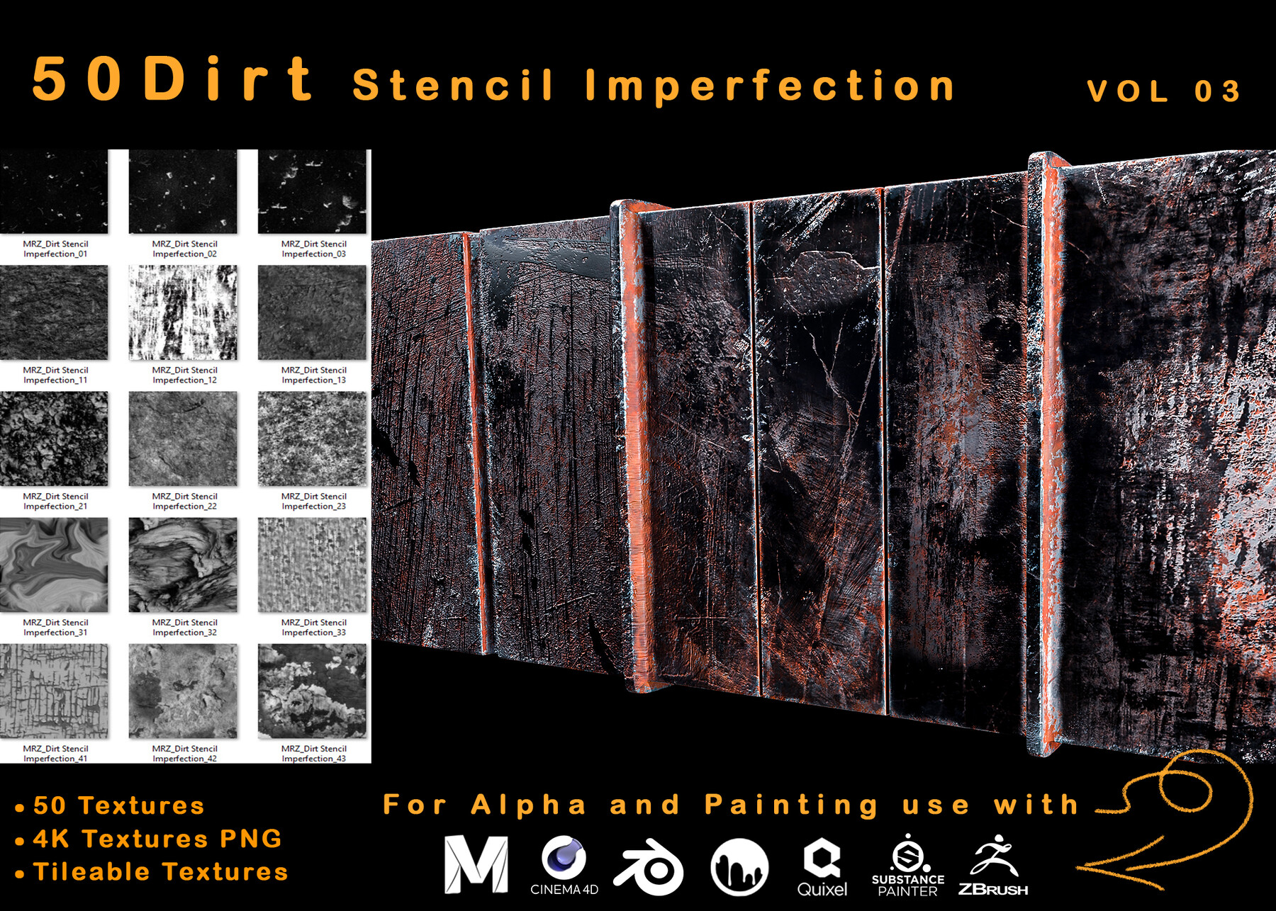 50 Dirt Stencil Imperfection - VOL 03 