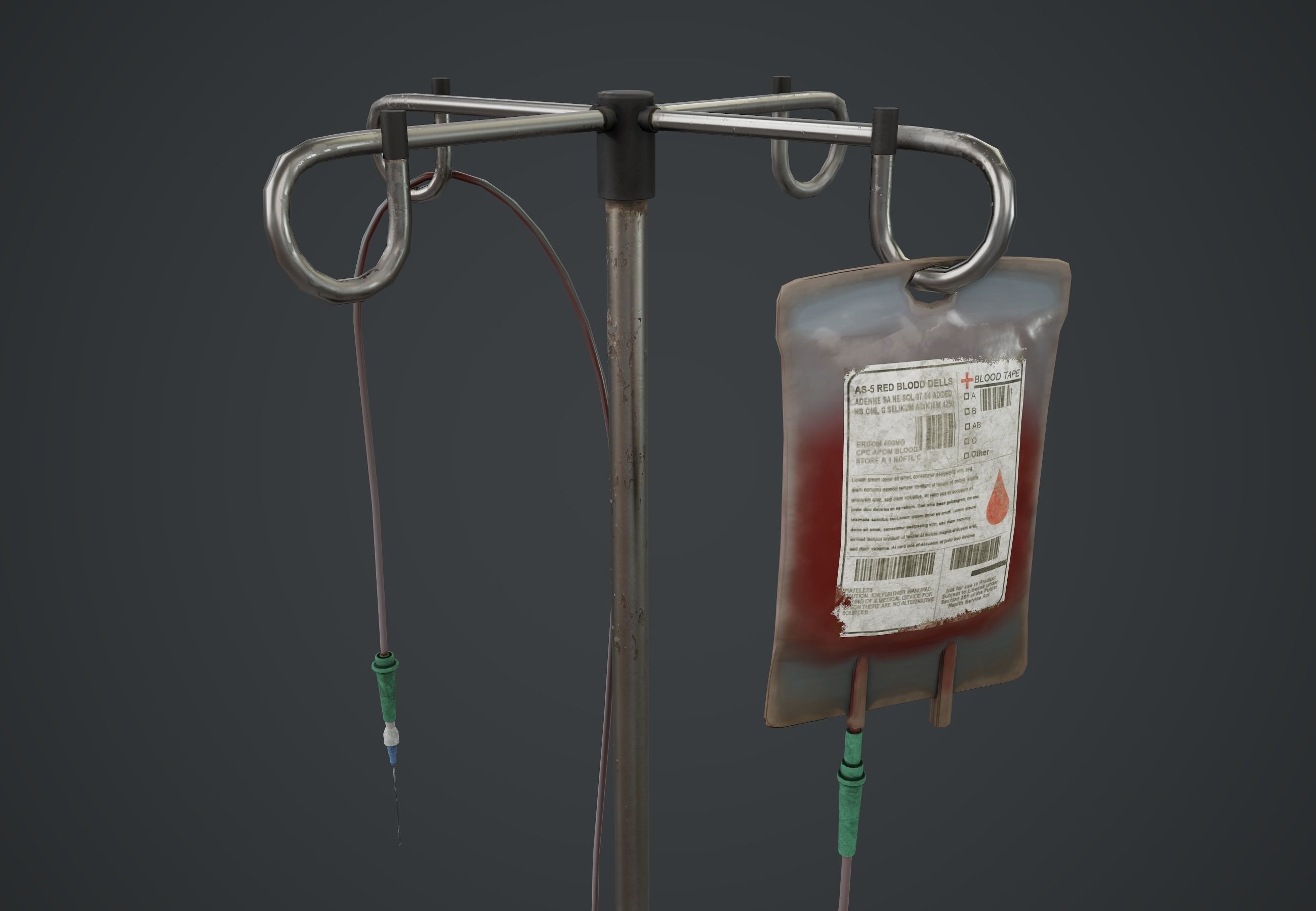 Medical IV Blood Bag Stand PBR Game Ready Low-poly 3D model