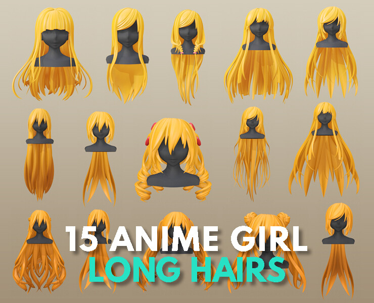 Character - 15 Anime Girl Long Hairs Collection