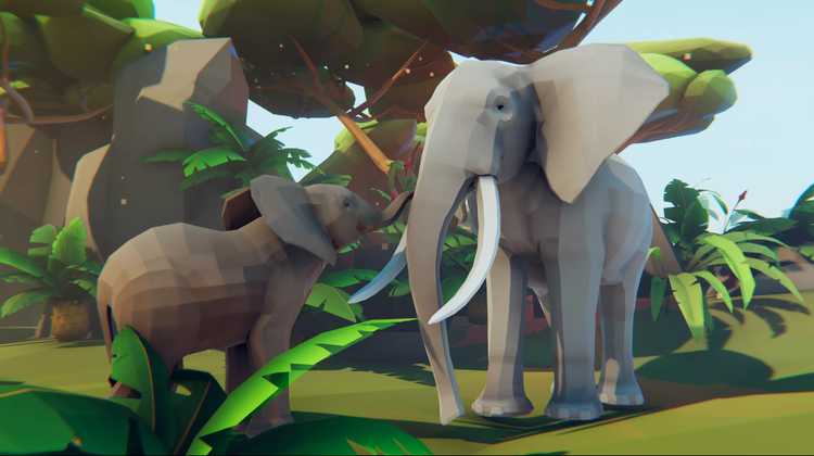 Poly Art Elephants