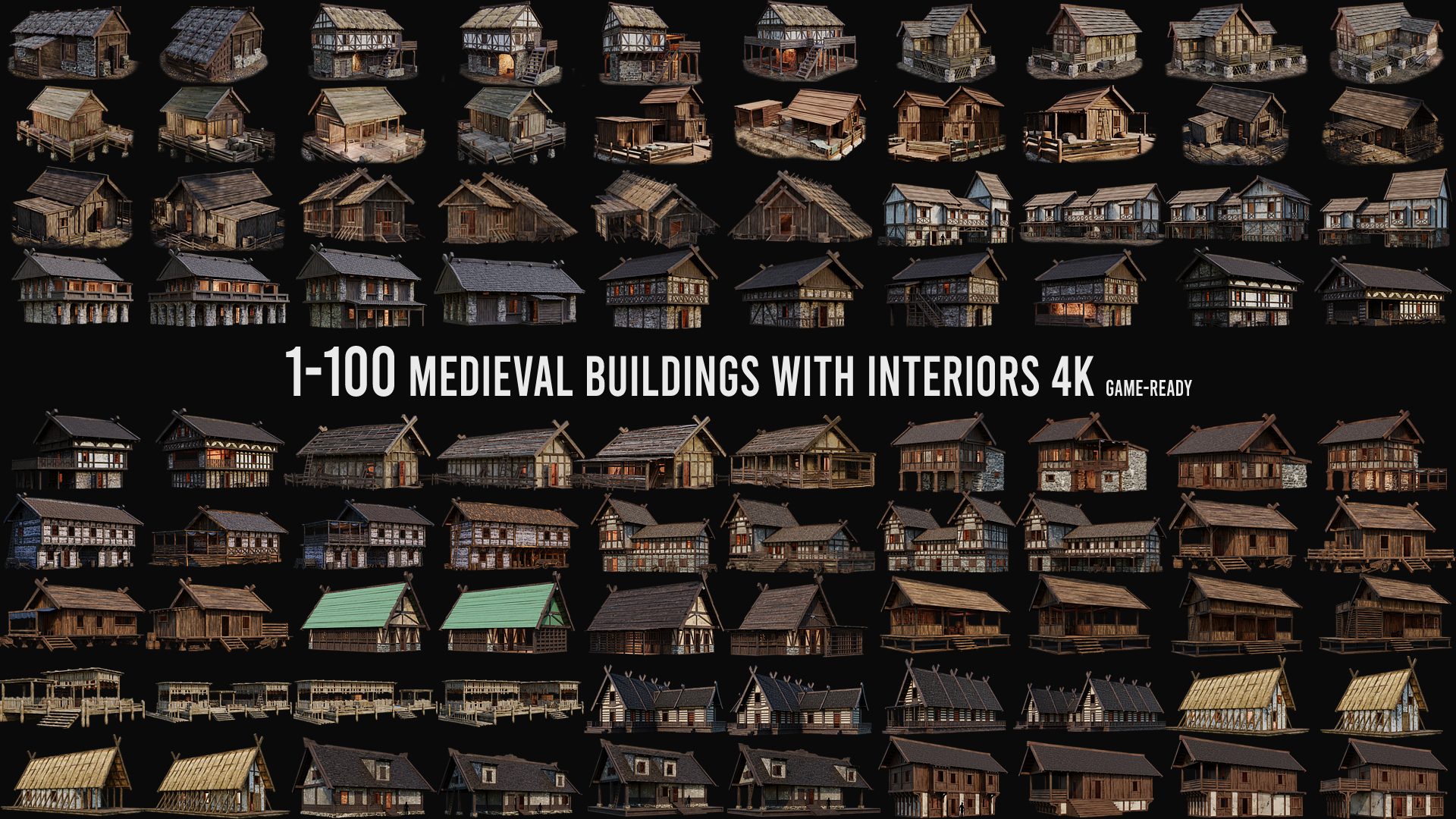 1 - 200 OLD MEDIEVAL HISTORICAL BUILDINGS PACK 4K GameReady Low-poly 3D model