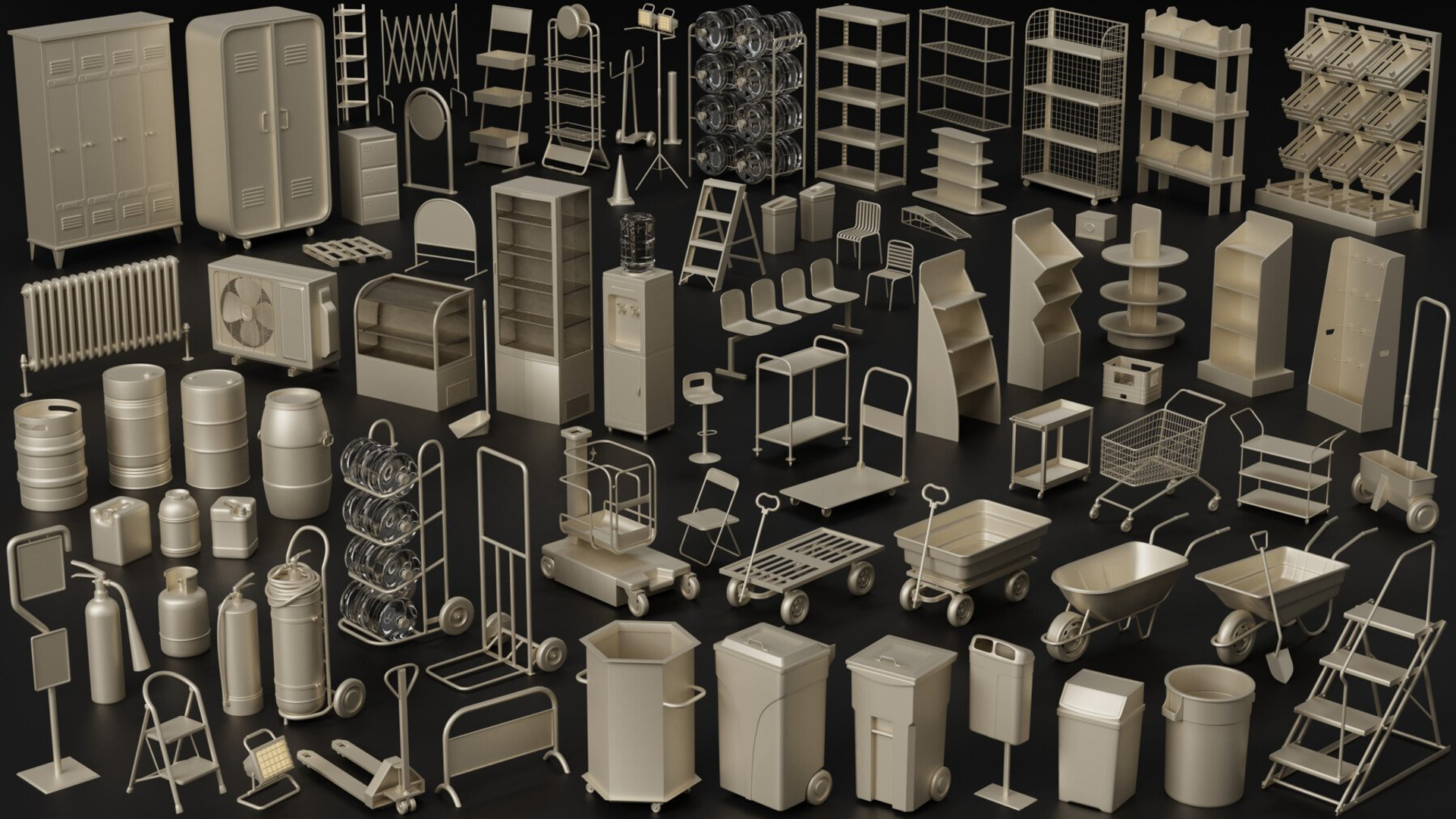 80 City Asset Kitbash Low-poly 3D model