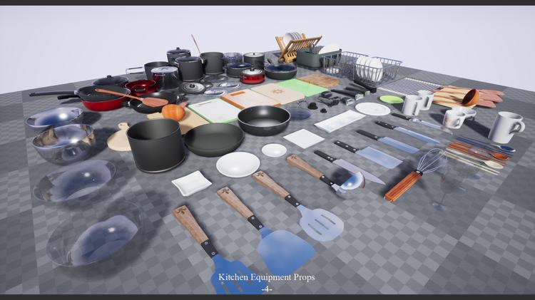 Interior & Game Kitchen Stuff Equipment Props v.01