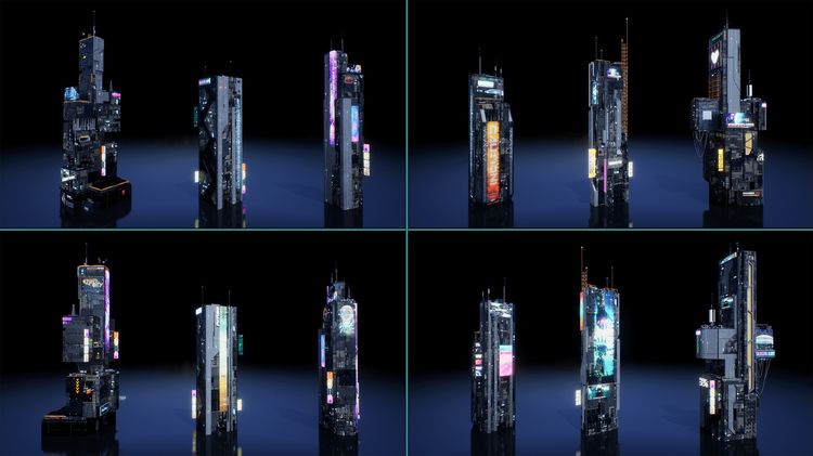 Scifi Cyberpunk Futuristic building Bundle