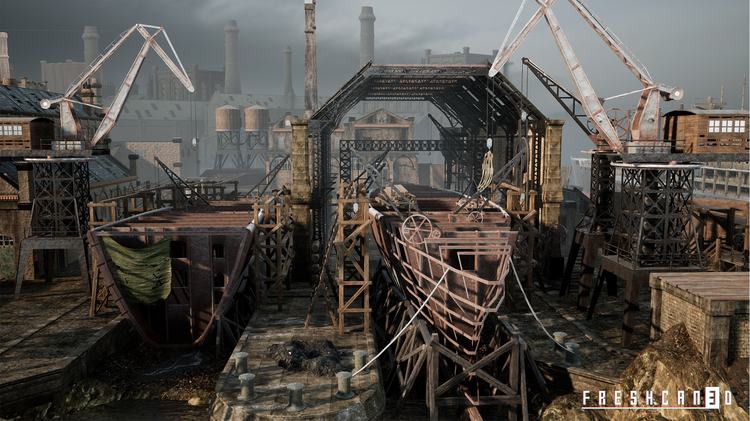 Old Industrial City and Shipyard with Factory Interiors