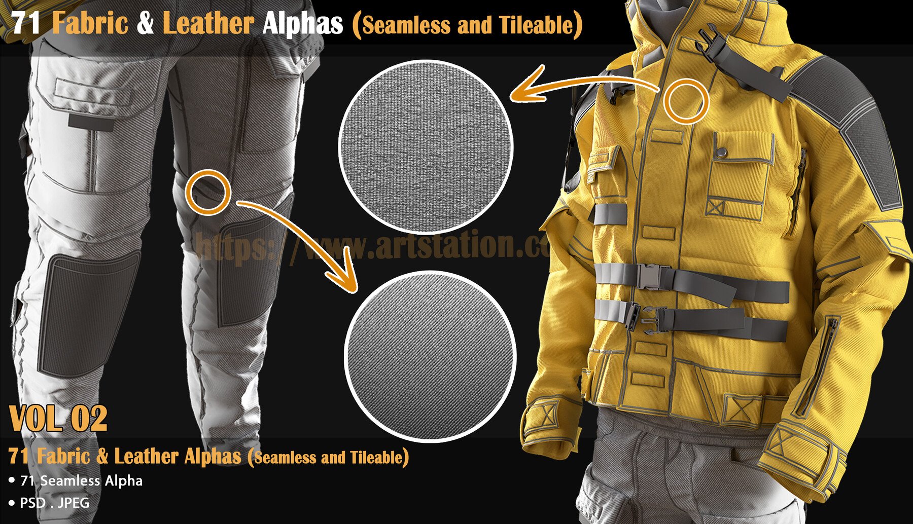 71 Fabric & Leather Alphas (Seamless and Tileable) 
