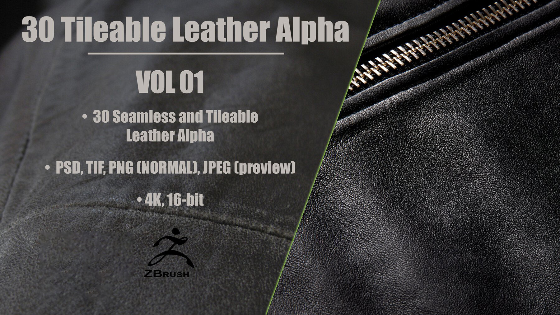 30 Leather Alphas (Seamless and Tileable - Vol 01)