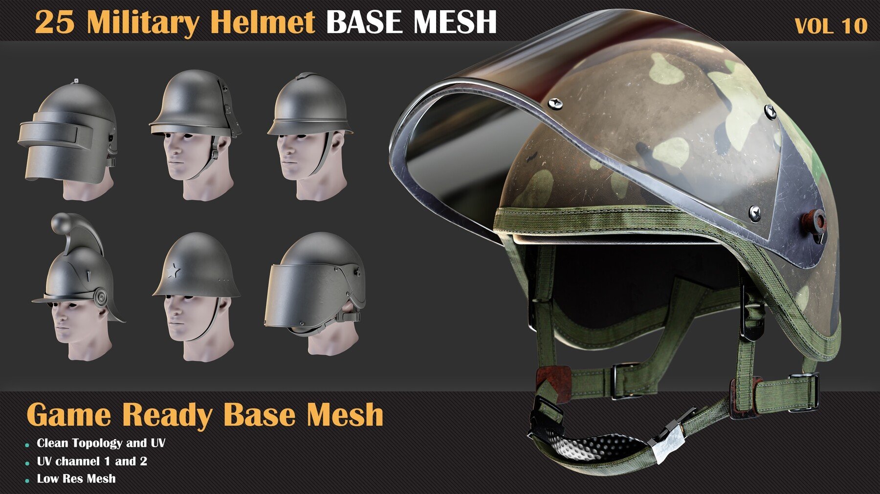 25 Military Helmet BASE MESH - VOL 10