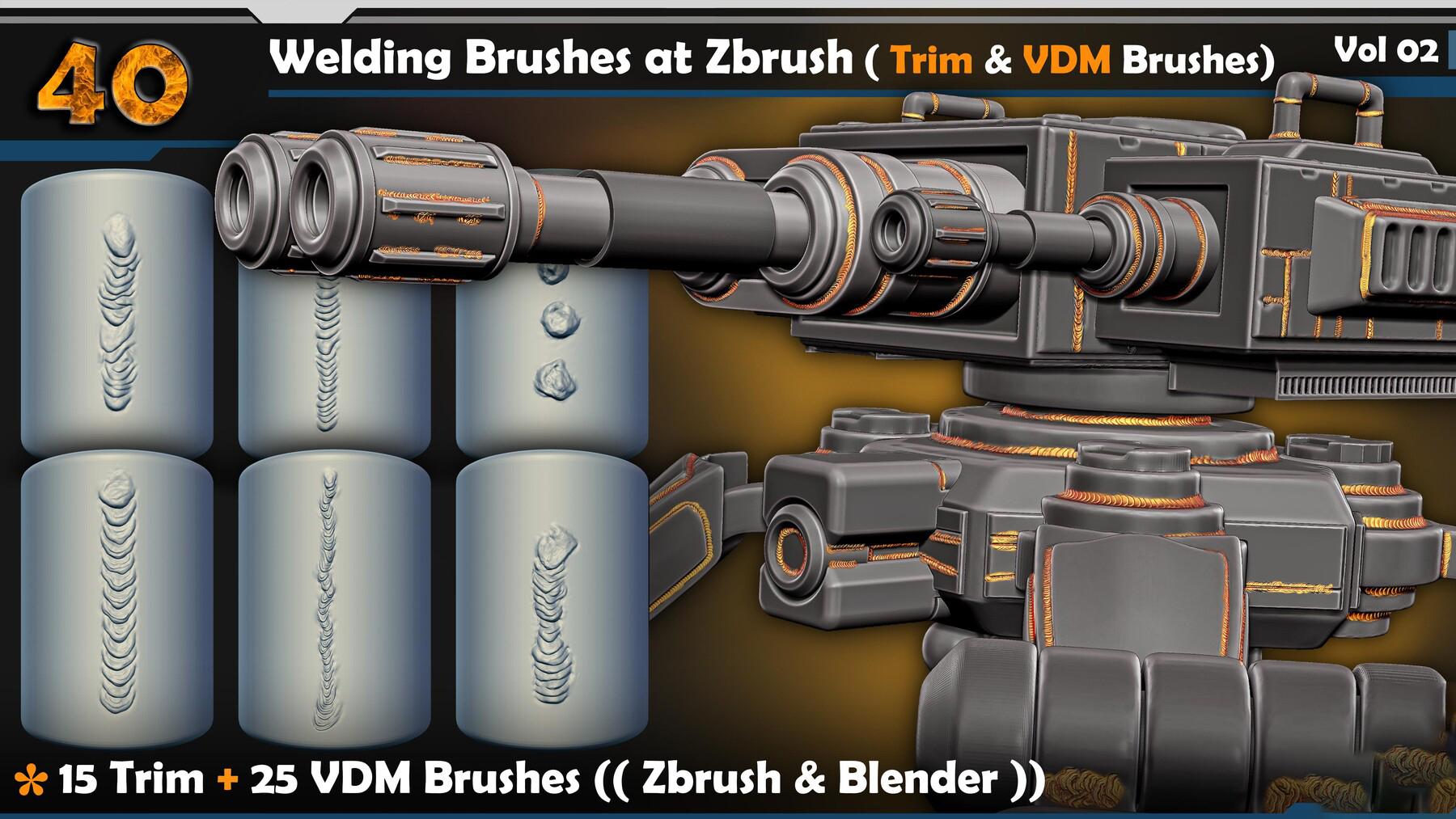 Welding Brushes at Zbrush ( Trim & VDM Brushes) Vol 02