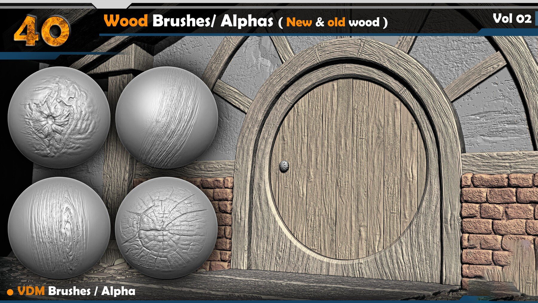 Wood VDM Brushes/ Alphas ( New & old wood ) Vol 02