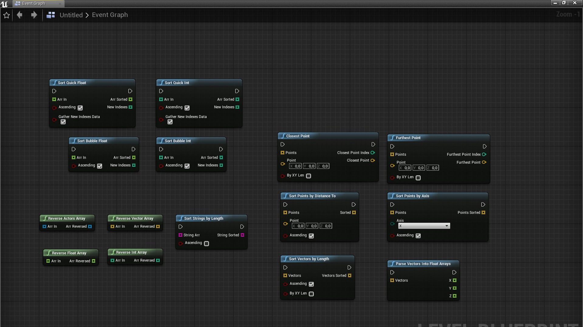 Various blueprint functions