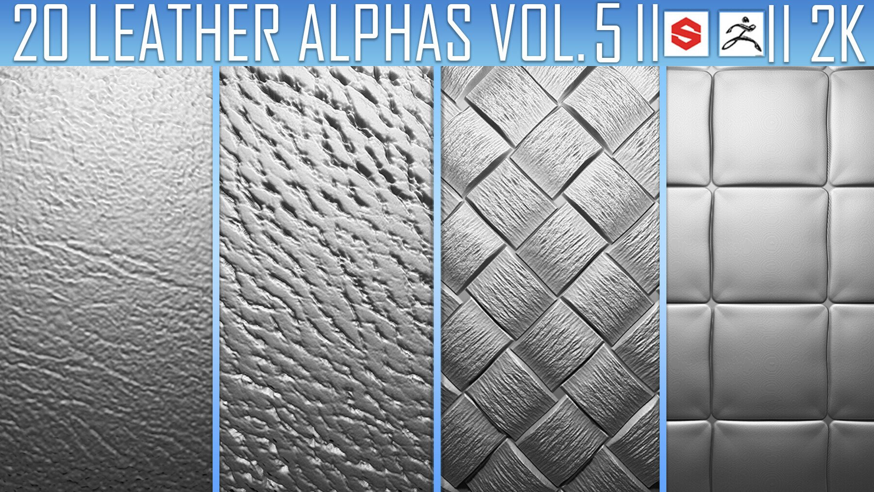 20 Leather Alphas Vol.5（ZBrush、Substance、2K）