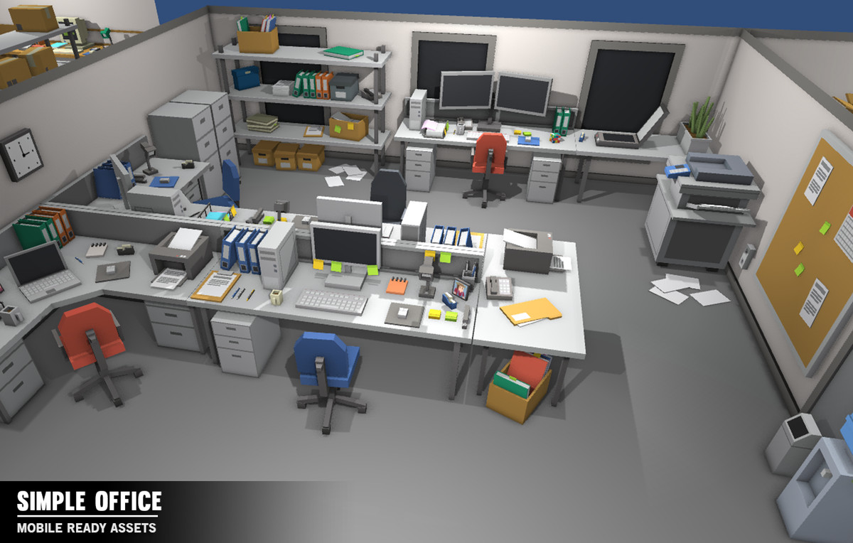 Simple Office Interiors - Cartoon assets