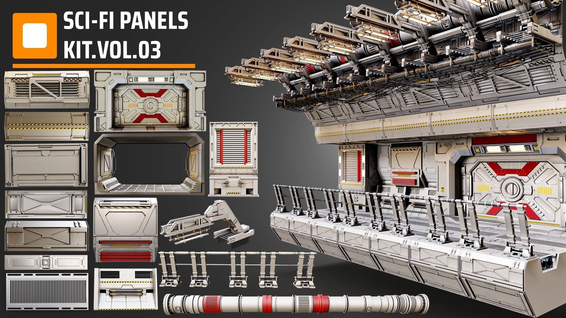 sci fi panel kit vol03 3D model