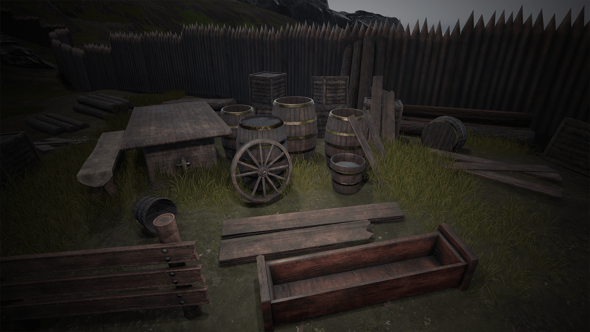 Medieval Series: Village Wooden Props 