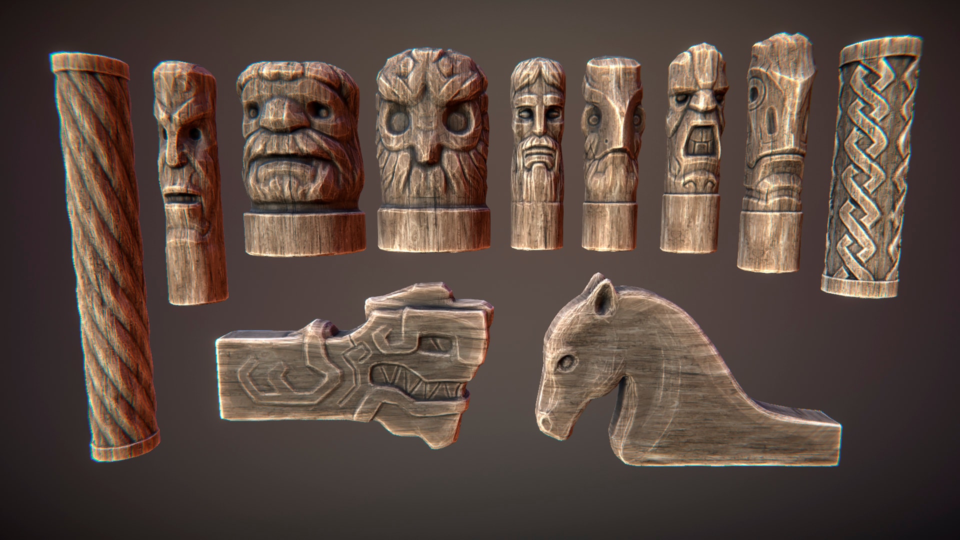 Wooden statues