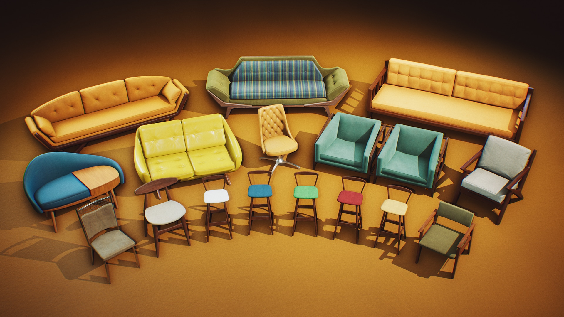 Retro Mid Century Mod Props VOL.2 - Chairs