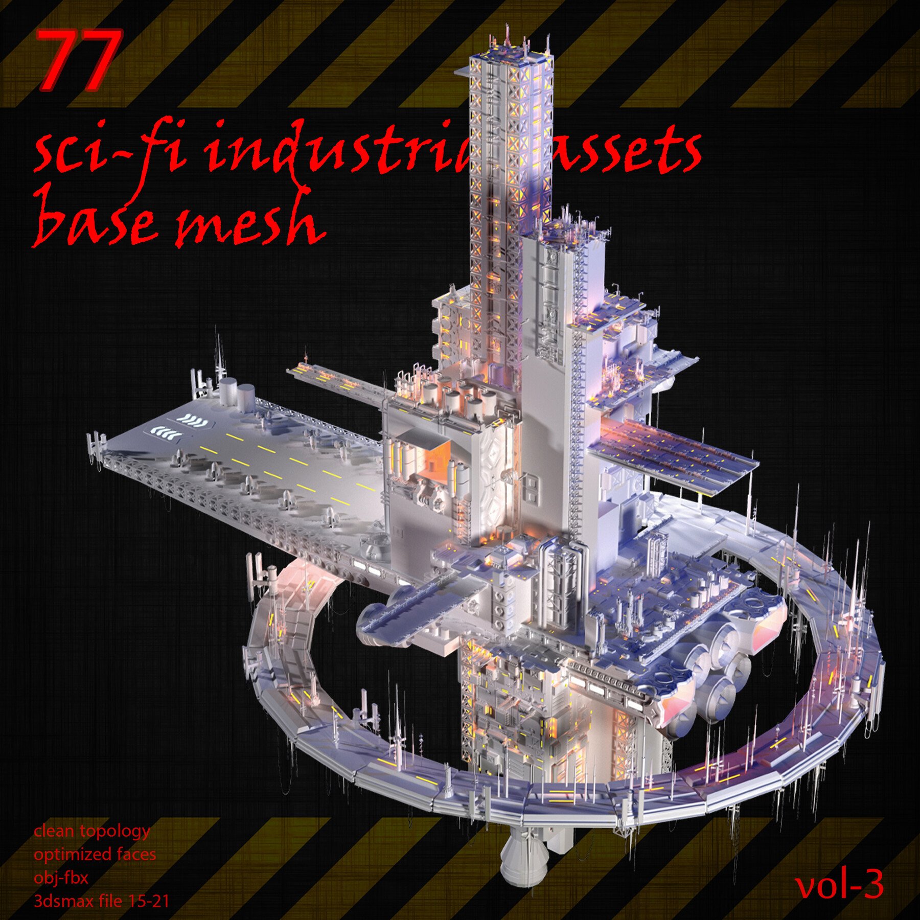 scifi industrial assets base mesh- vol3