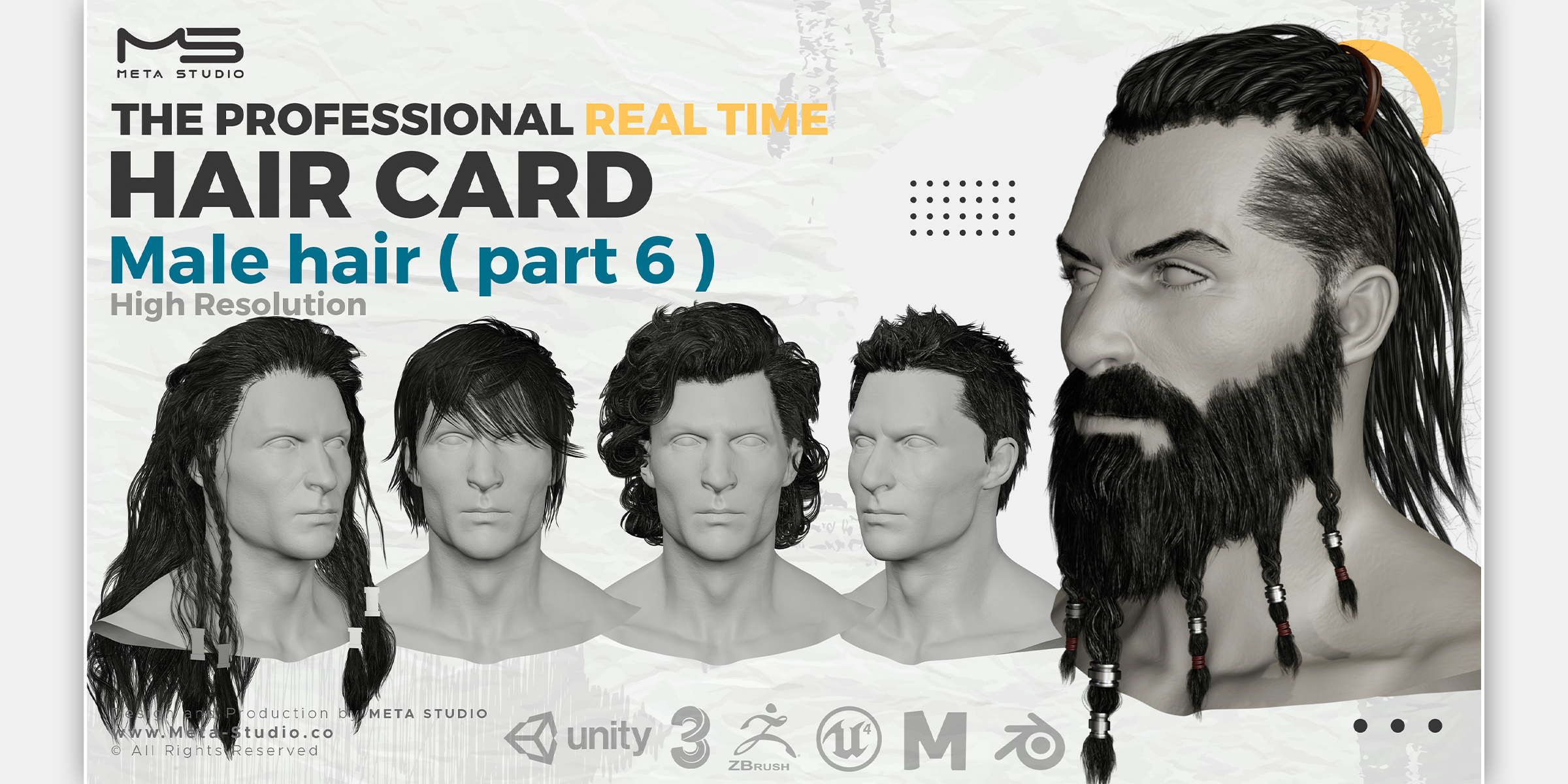 Male Hair Part 6 - Professional Realtime Hair Card