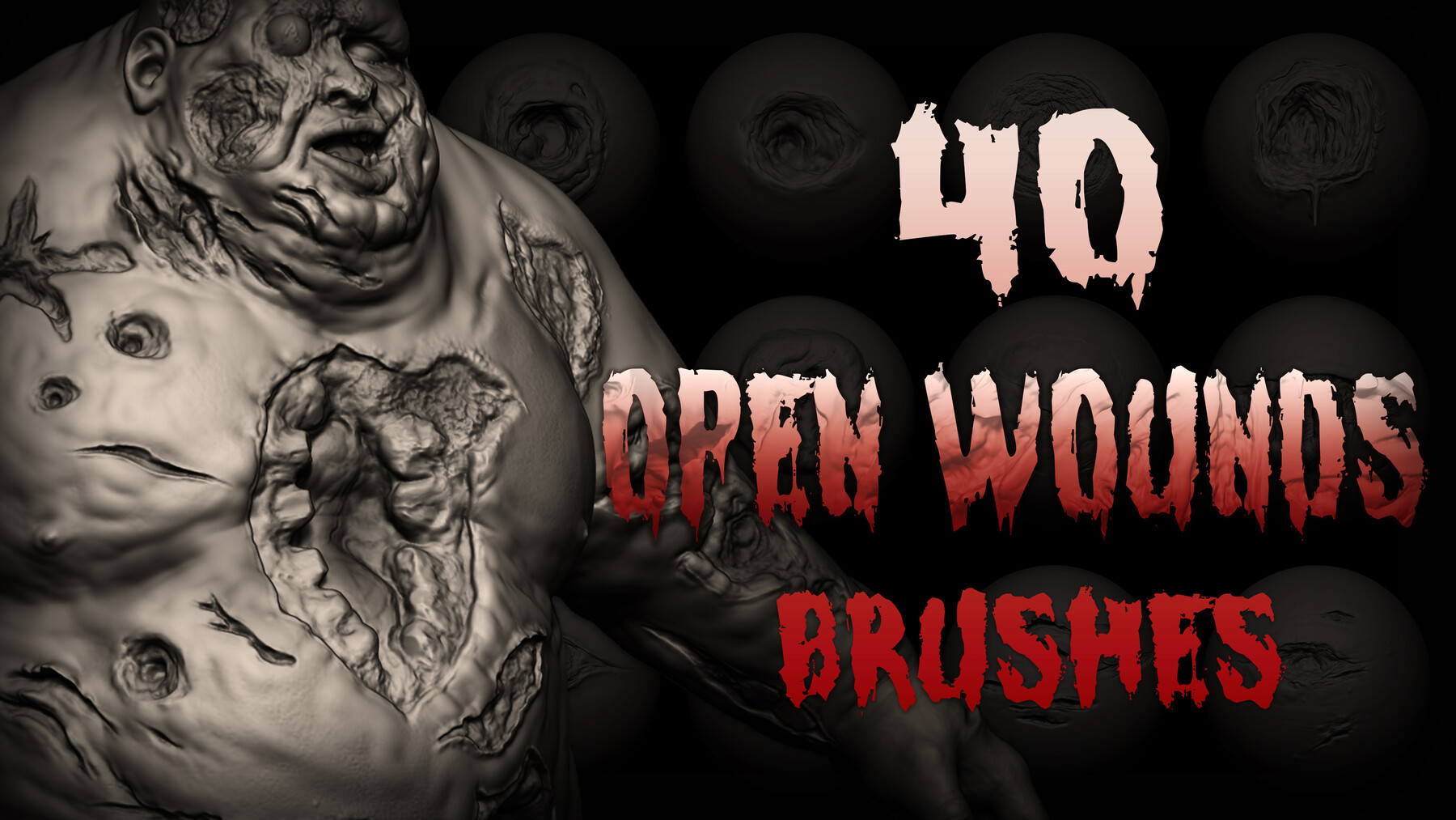 Zbrush + Blender - 40 Open Wounds VDM Brush