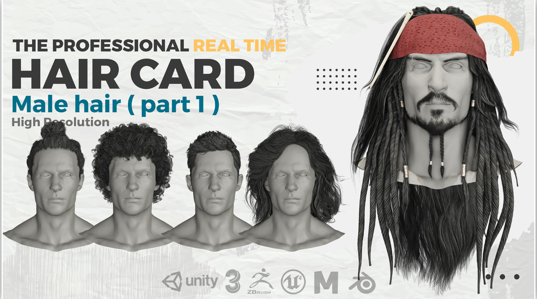 Professional Realtime Hair Card - Male Hair ( Part 1 )
