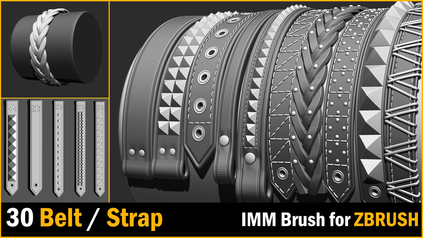 30 IMM Belt / Strap Brush for Zbrush  