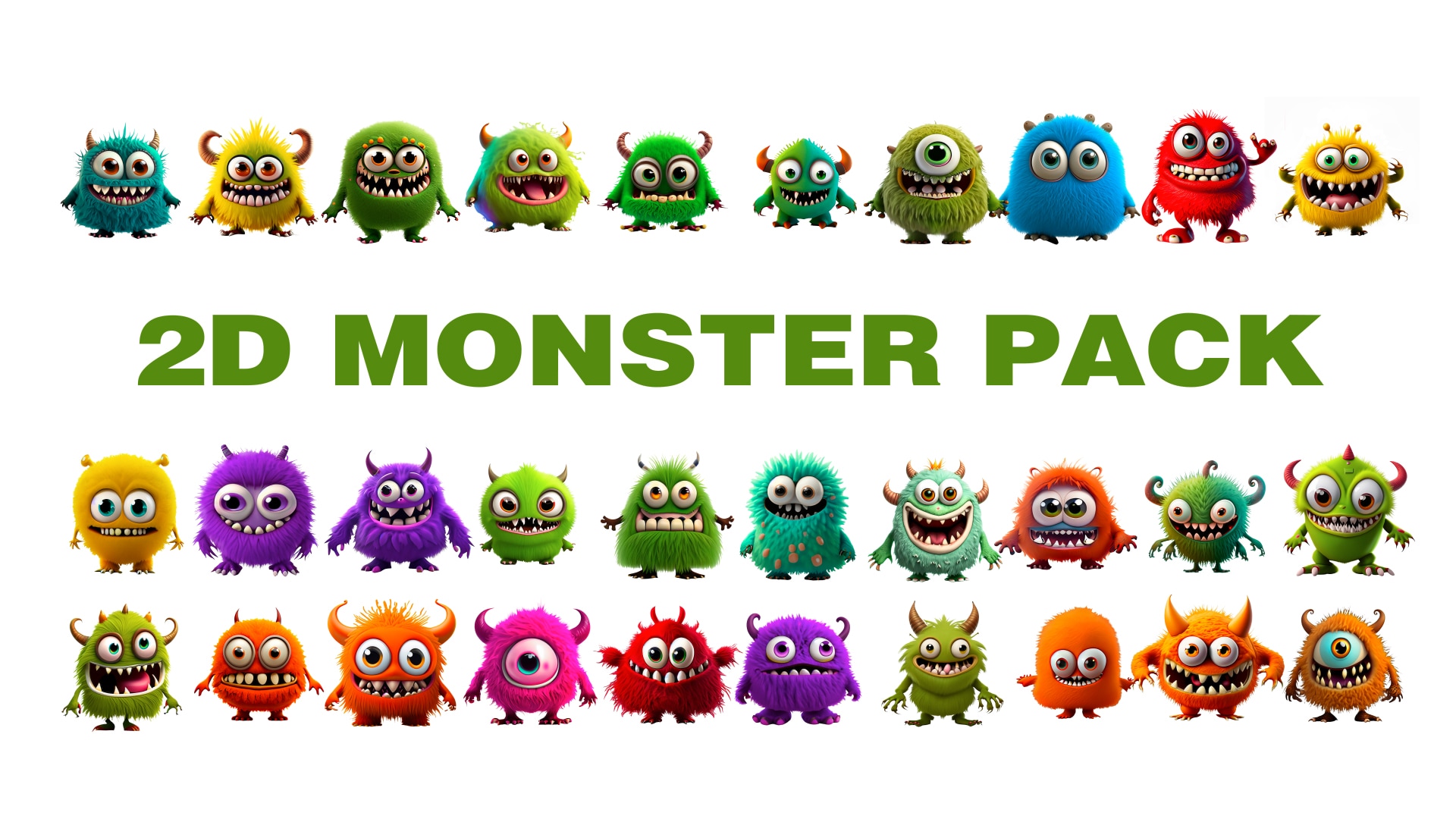 2D Animated Cute and Furry Monster Pack