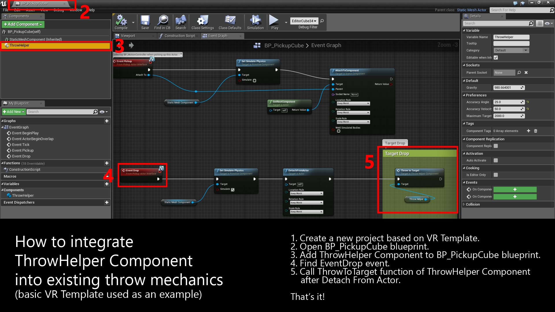 Throw Helper VR Component