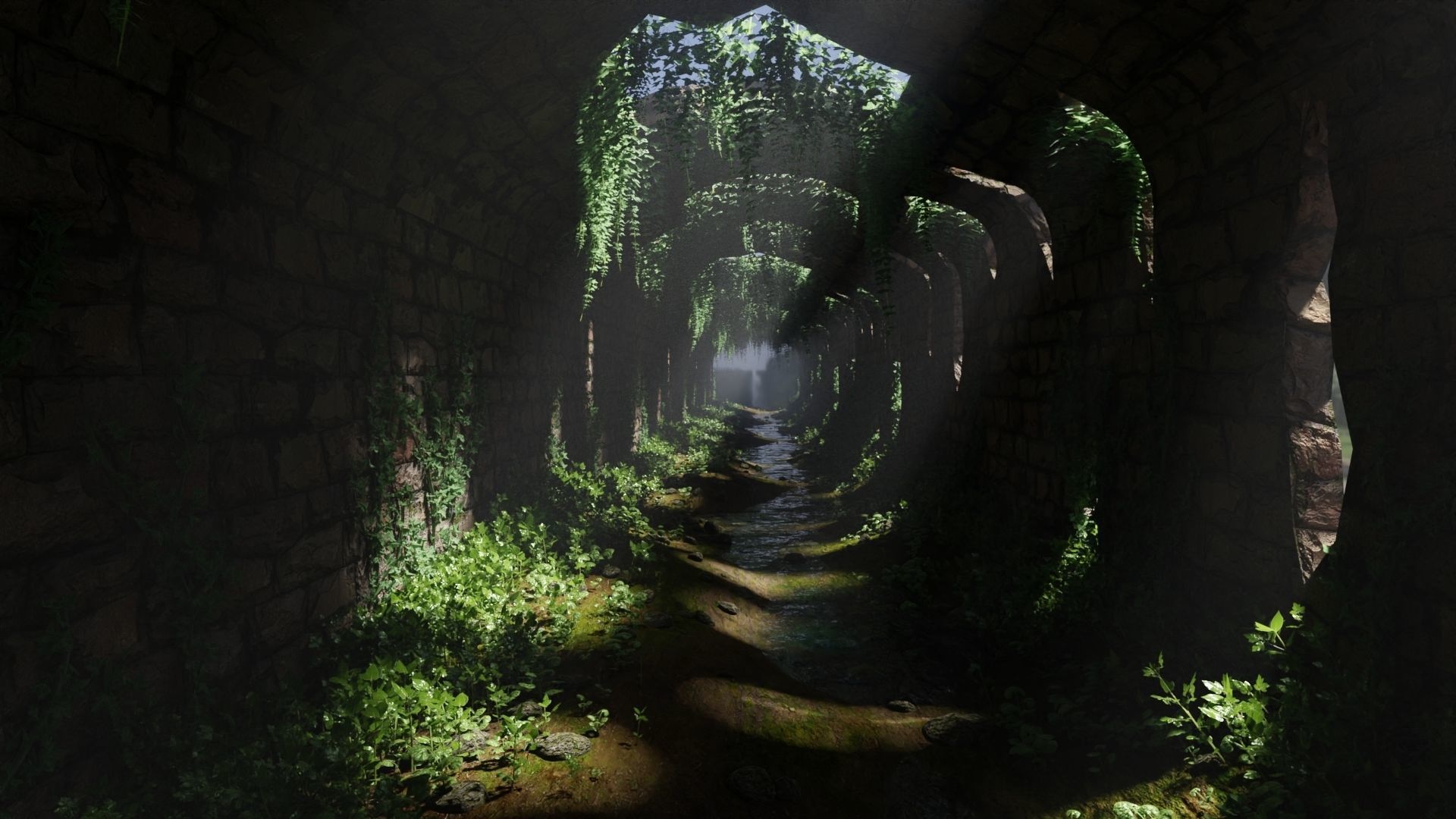 Tunnel Ruins Scene 3D model