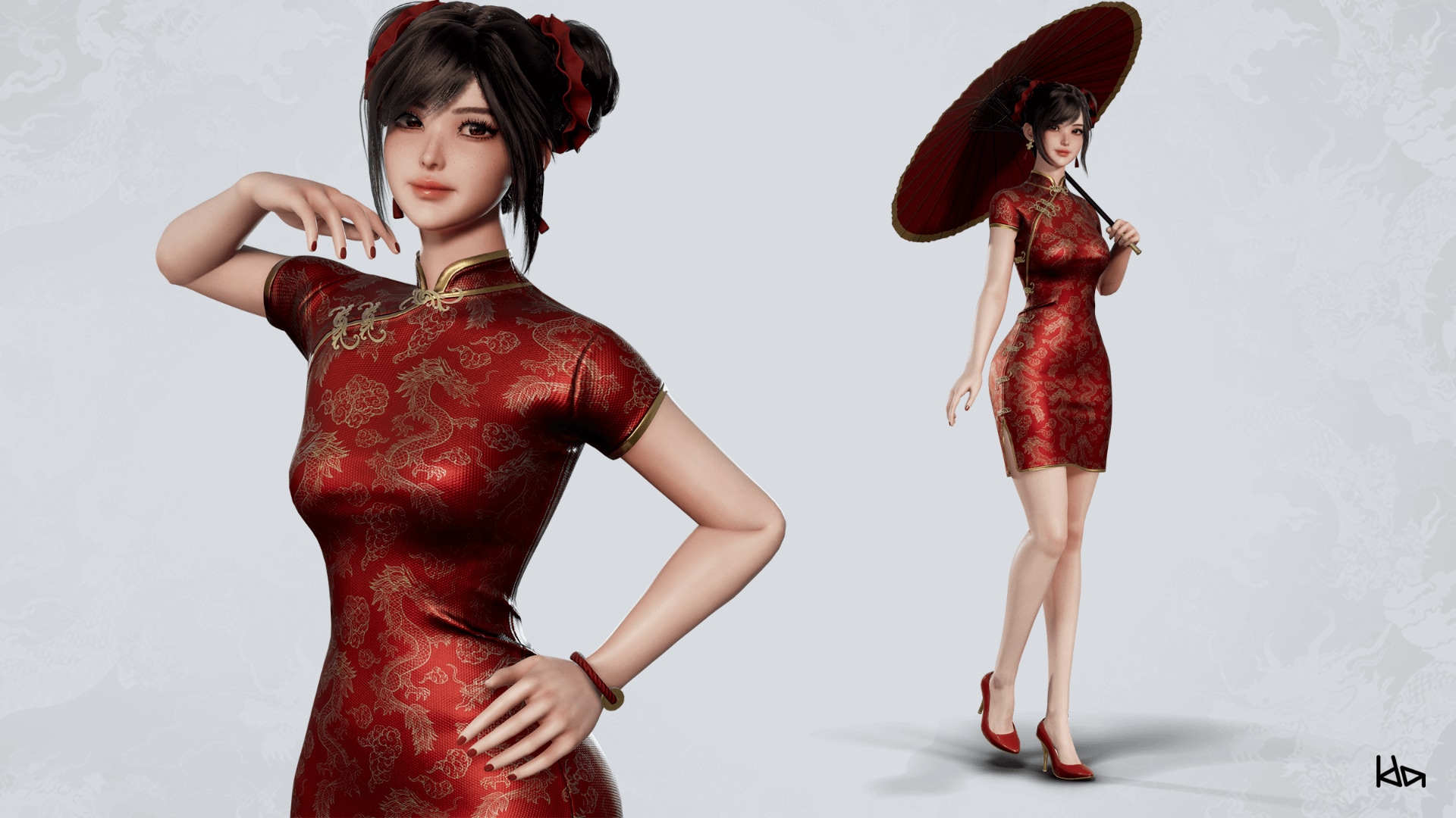 Jua Lee - Girl in Cheongsam Qipao Dress