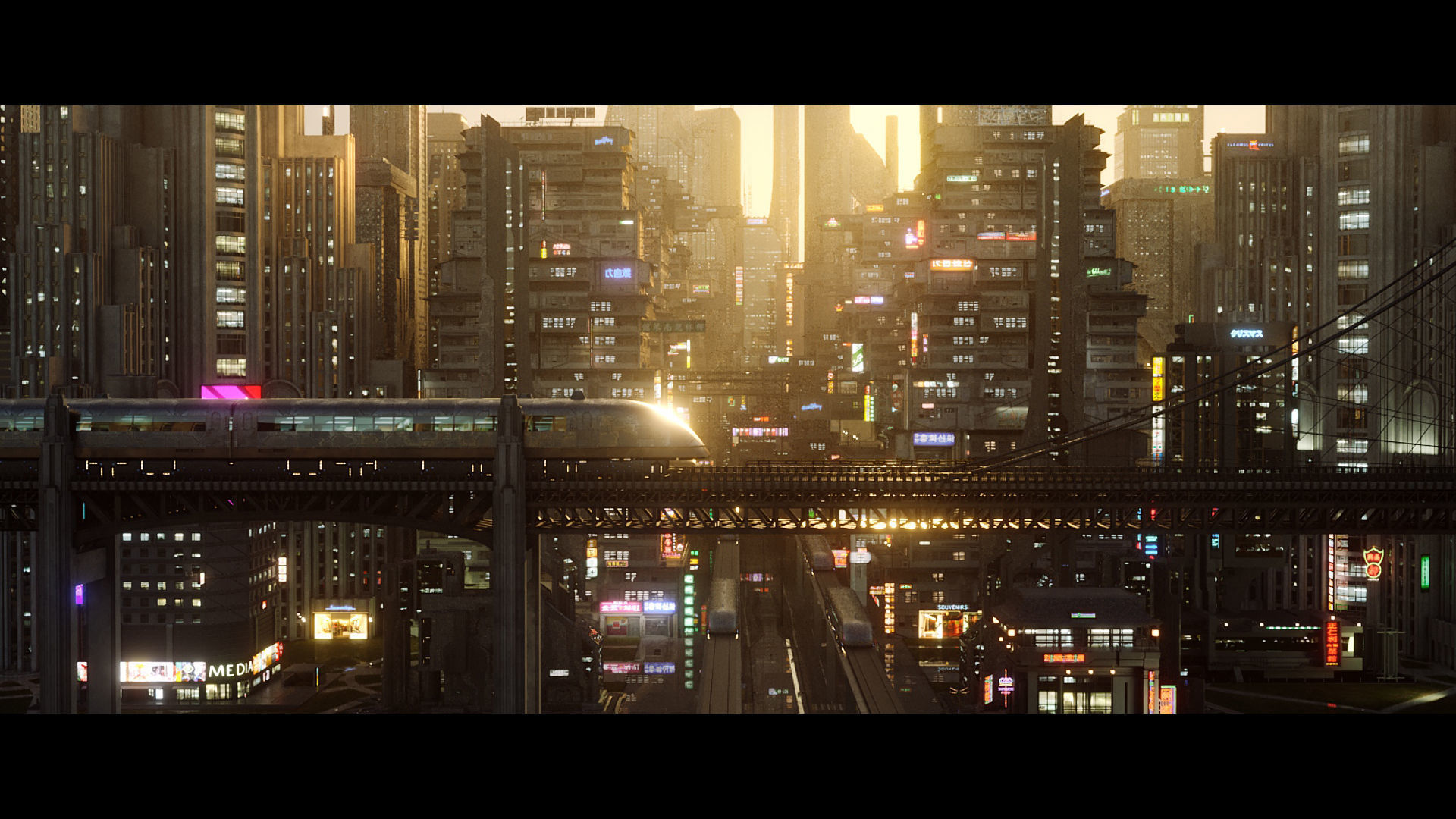 3D Cyberpunk Asian City Scene 3D model