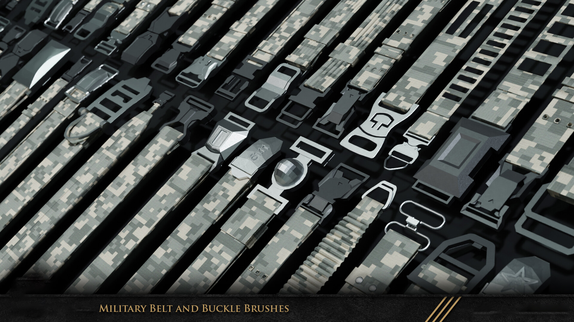 Zbrush | 133 Military Belt And Buckles Brushes