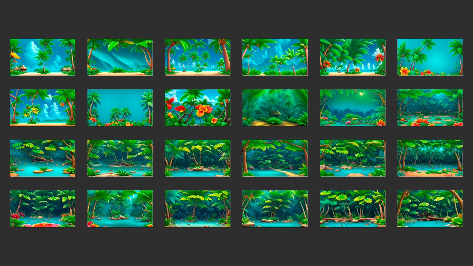 Tropical Jungle Background Set