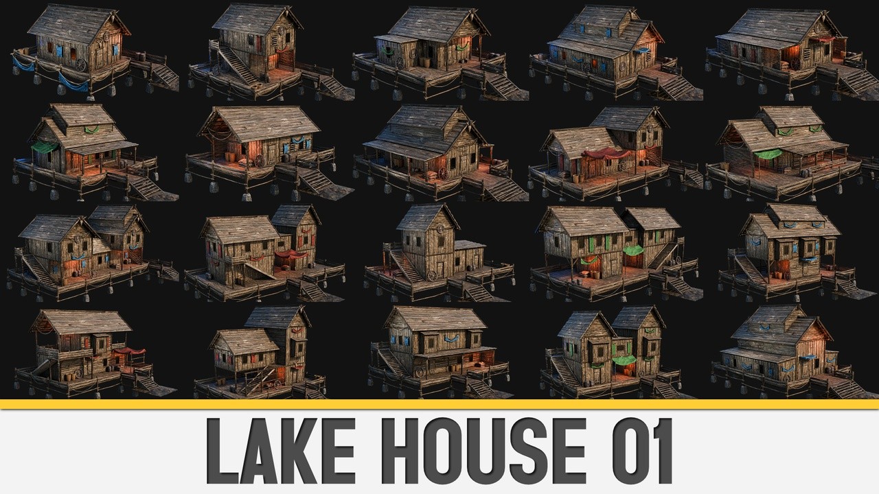 LAKE HOUSE 1 with INTERIORS 4K PBR