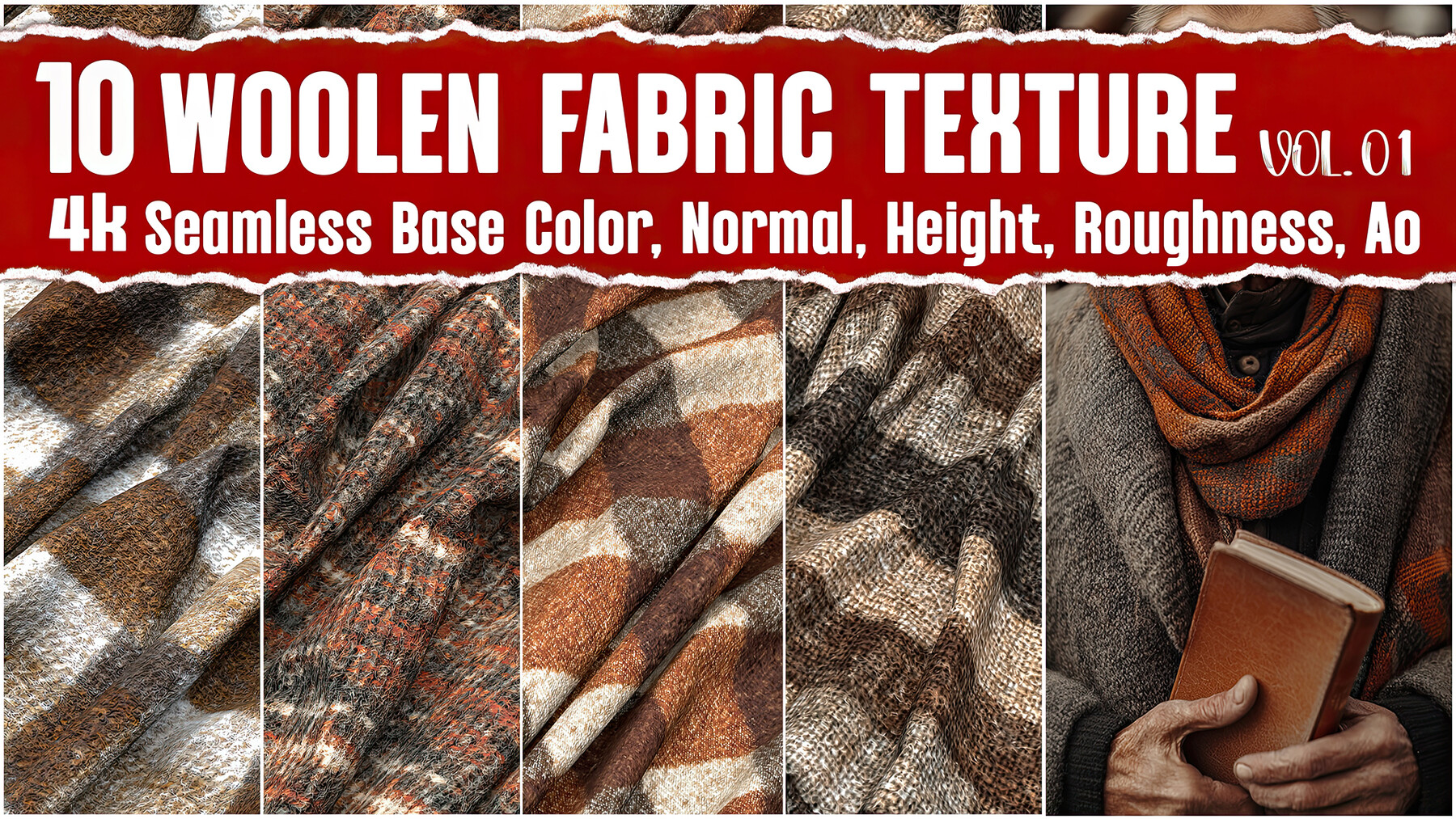 Woolen fabric VOL.01 | 4K Seamless PNG PBR Textures